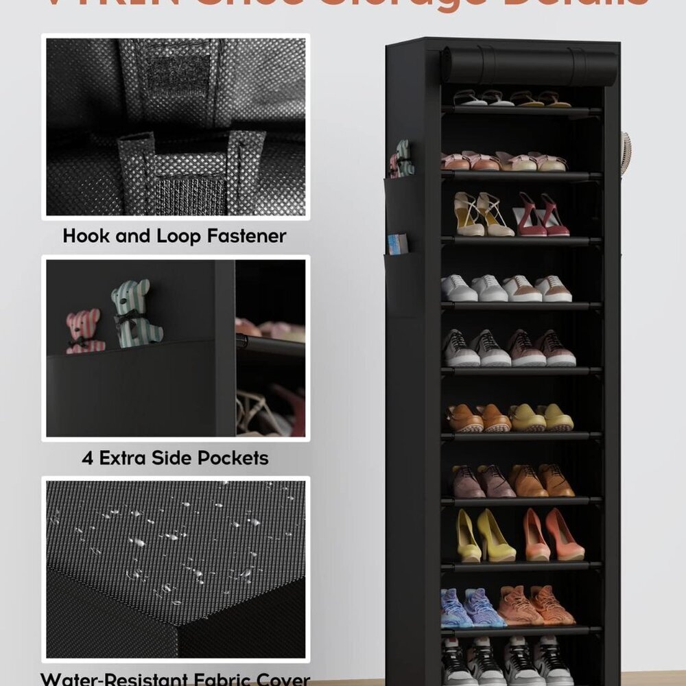 Durable 10-Tier Tall Shoe Organizer with Portable Design - Ideal for Closets - Picture 4 of 7